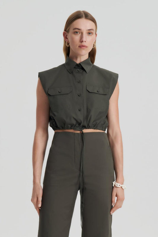 Shirts | Women Scanlan Theodore PARACHUTE CROP SHIRT Jungle