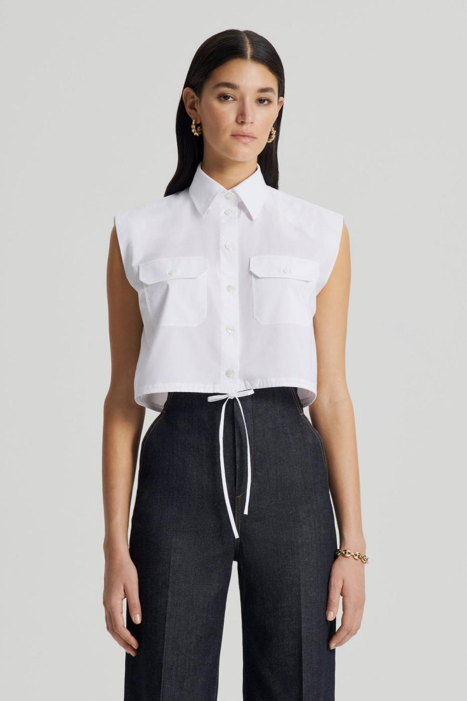 Shirts | Women Scanlan Theodore PARACHUTE CROP SHIRT White