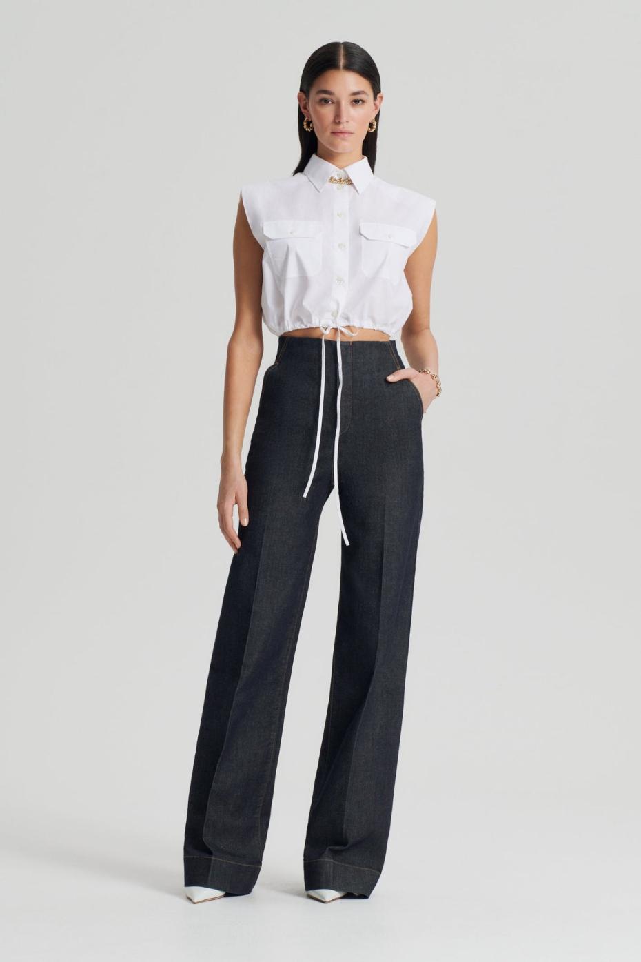 Shirts | Women Scanlan Theodore PARACHUTE CROP SHIRT White