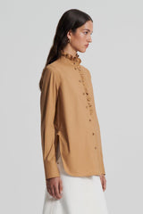 Shirts | Women Scanlan Theodore PARACHUTE RUFFLE TRIM SHIRT Camel