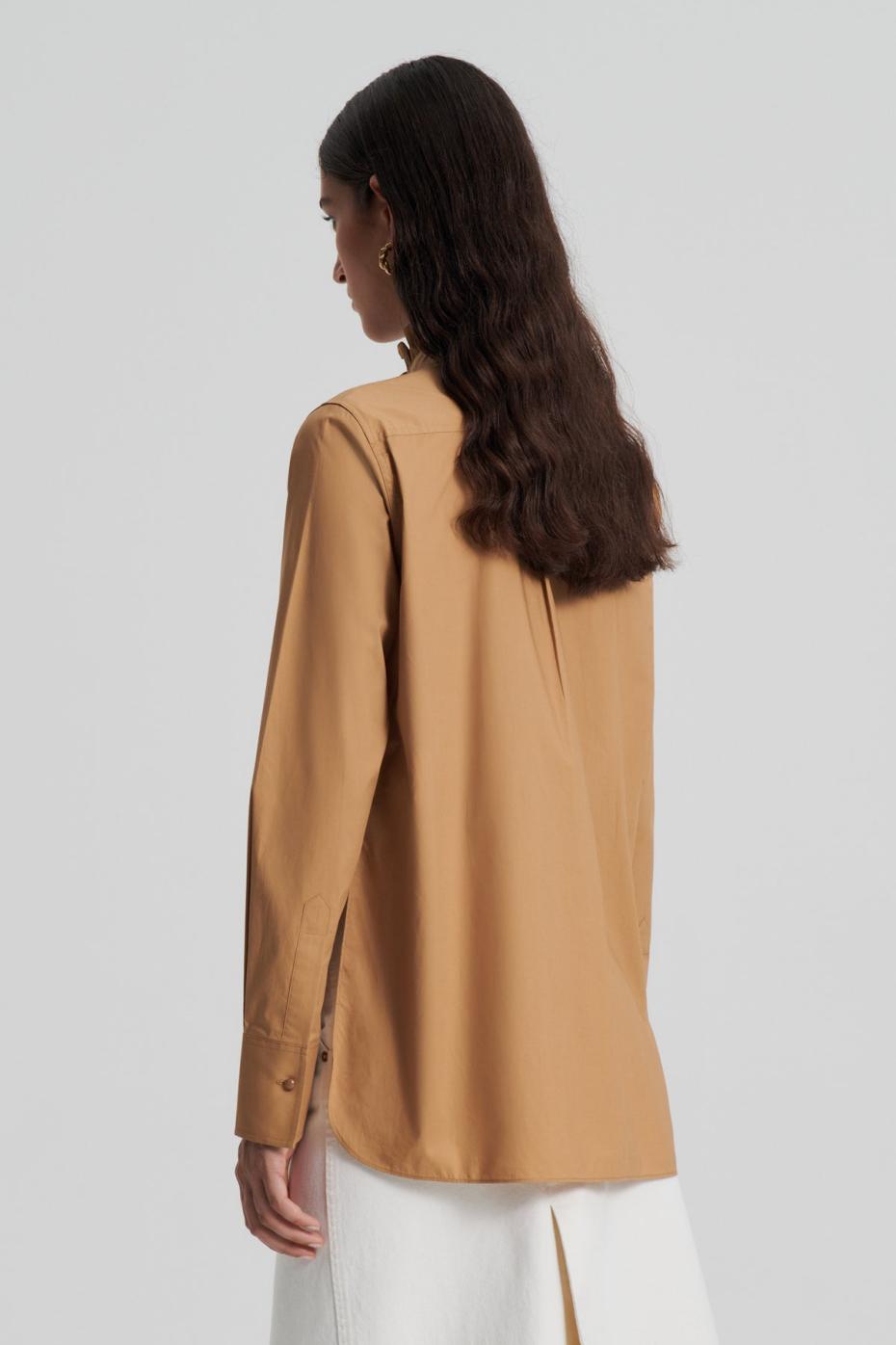 Shirts | Women Scanlan Theodore PARACHUTE RUFFLE TRIM SHIRT Camel