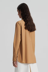 Shirts | Women Scanlan Theodore PARACHUTE RUFFLE TRIM SHIRT Camel