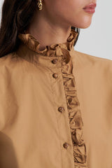 Shirts | Women Scanlan Theodore PARACHUTE RUFFLE TRIM SHIRT Camel