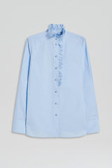 Shirts | Women Scanlan Theodore PARACHUTE RUFFLE TRIM SHIRT Tinted.blue