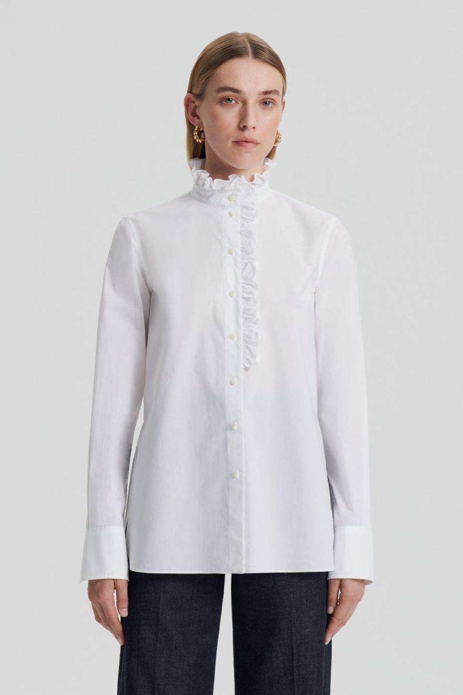 Shirts | Women Scanlan Theodore PARACHUTE RUFFLE TRIM SHIRT White