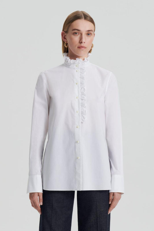 Shirts | Women Scanlan Theodore PARACHUTE RUFFLE TRIM SHIRT White
