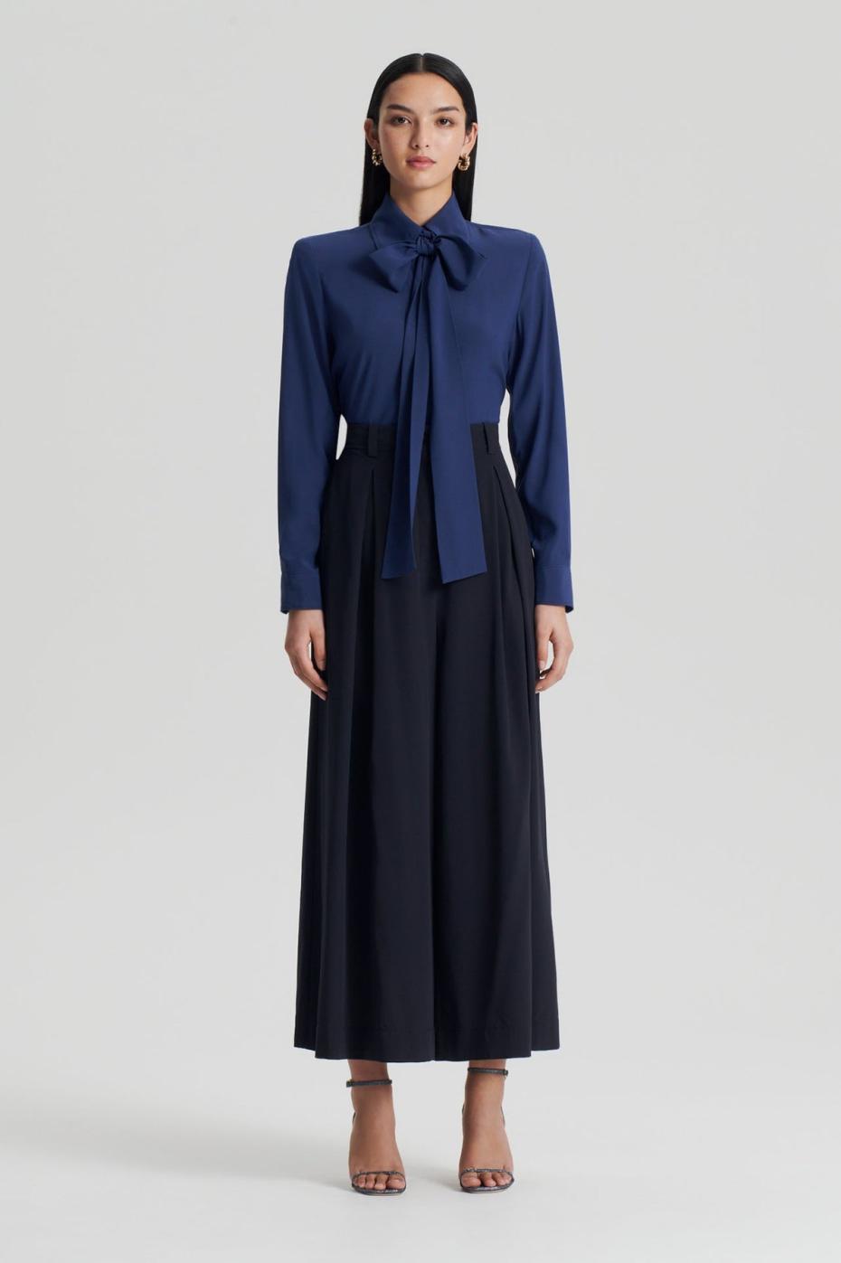 Shirts | Women Scanlan Theodore SILK SHOULDER PAD SHIRT Royal