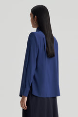 Shirts | Women Scanlan Theodore SILK SHOULDER PAD SHIRT Royal