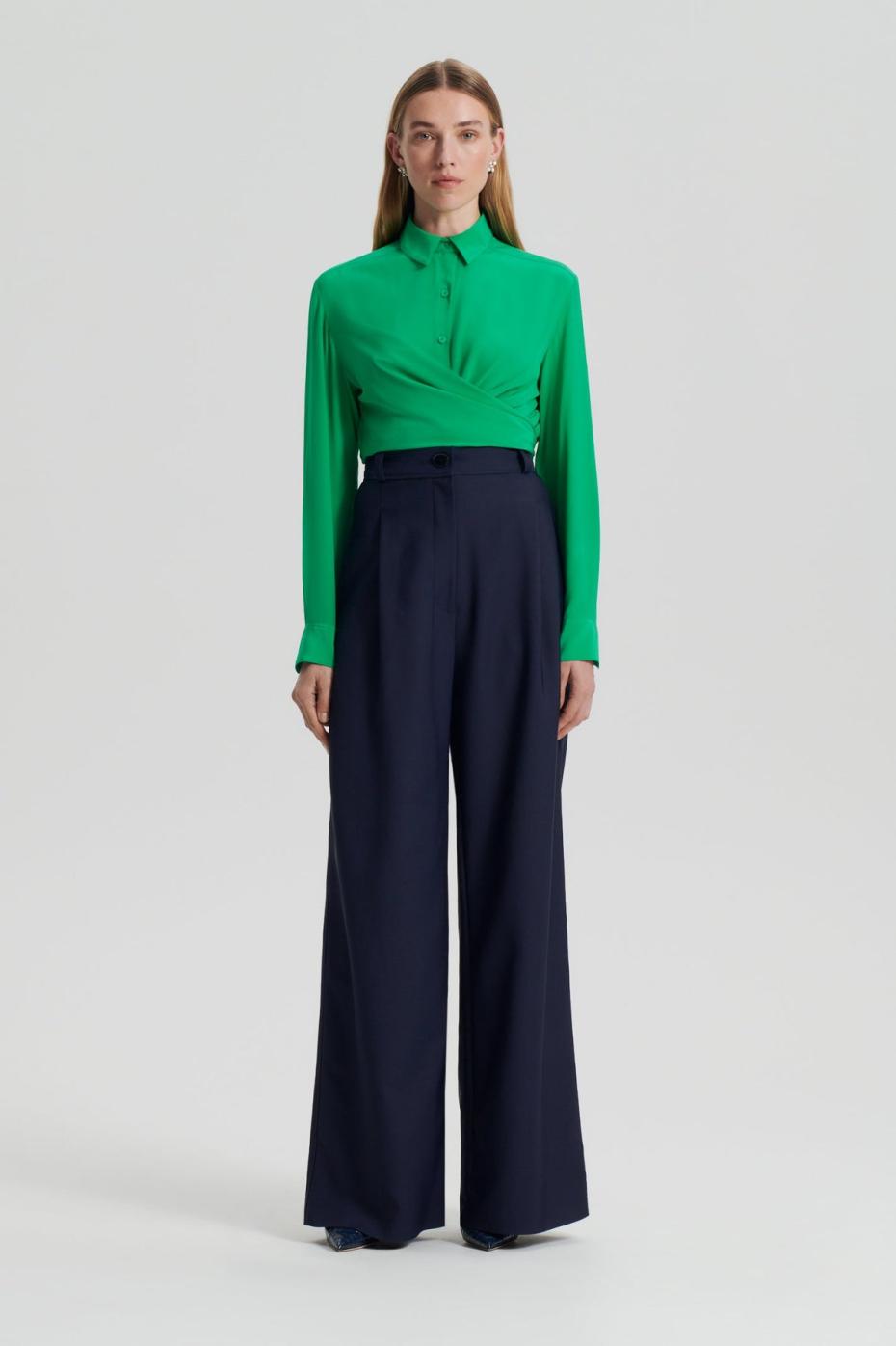 Shirts | Women Scanlan Theodore SILK TIE FRONT SHIRT Emerald