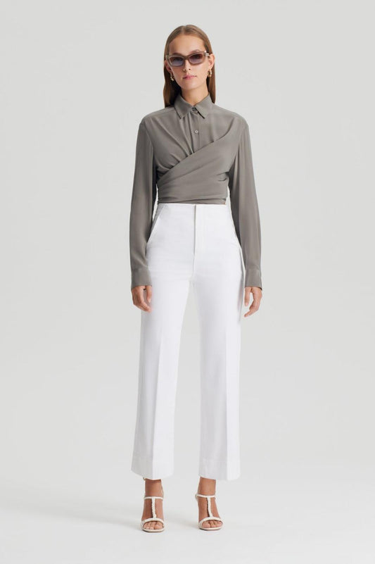 Shirts | Women Scanlan Theodore SILK TIE FRONT SHIRT Taupe