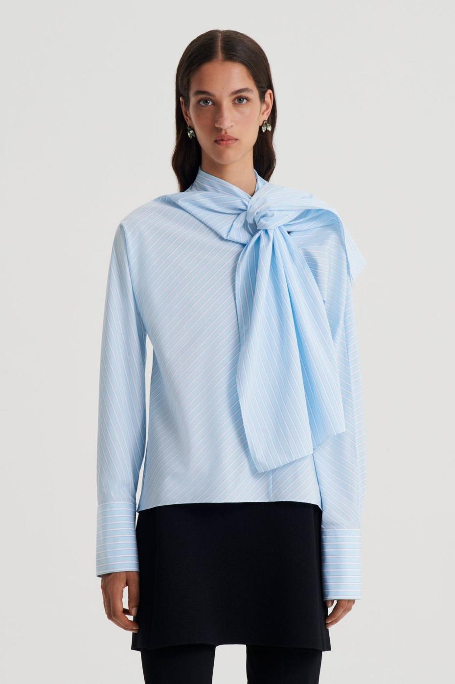Shirts | Women Scanlan Theodore STRIPE CRAVAT SHIRT Pale.blue