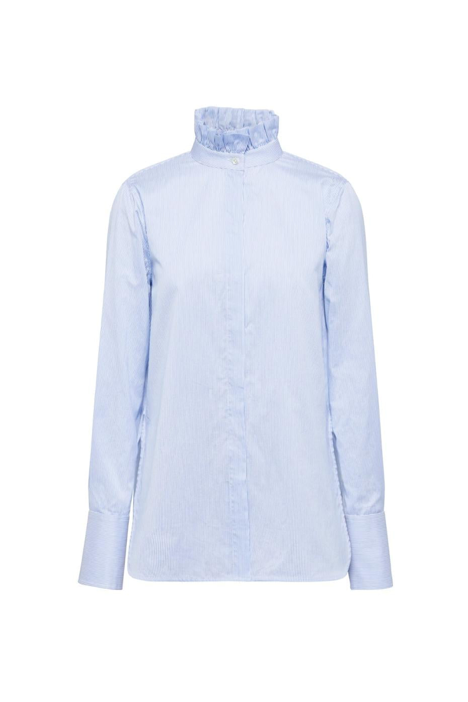 Shirts | Women Scanlan Theodore STRIPE RUFFLE SHIRT Blue