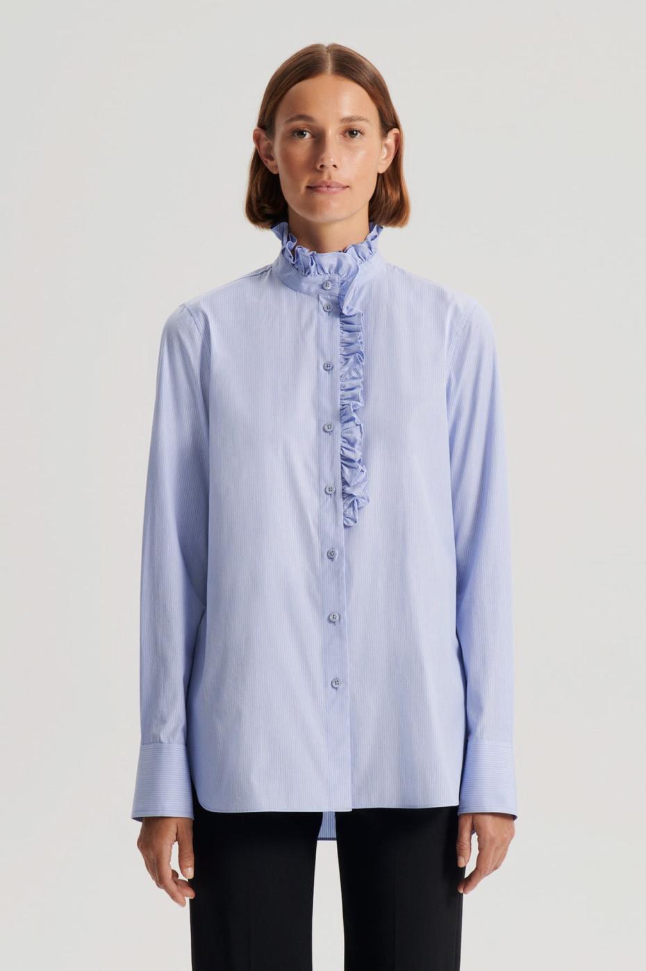 Shirts | Women Scanlan Theodore STRIPE RUFFLE TRIM SHIRT Pale.blue