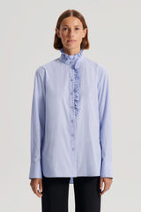 Shirts | Women Scanlan Theodore STRIPE RUFFLE TRIM SHIRT Pale.blue