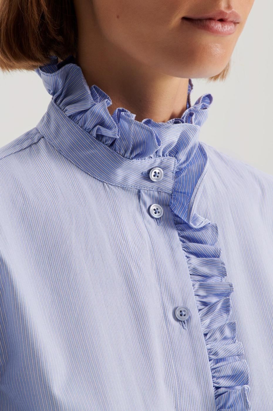 Shirts | Women Scanlan Theodore STRIPE RUFFLE TRIM SHIRT Pale.blue
