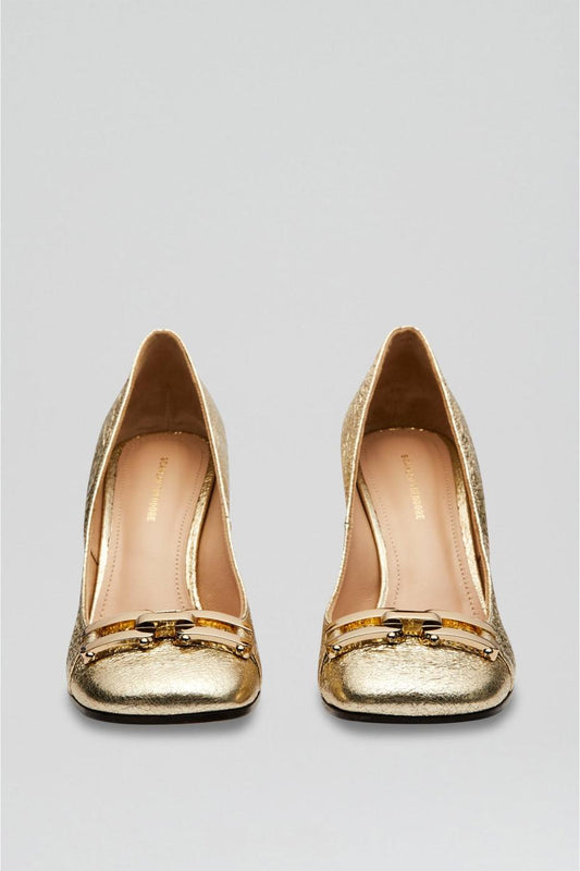 Shoes | Women Scanlan Theodore GOLD TRIM SQUARE TOE PUMP 9.5 Light.gold