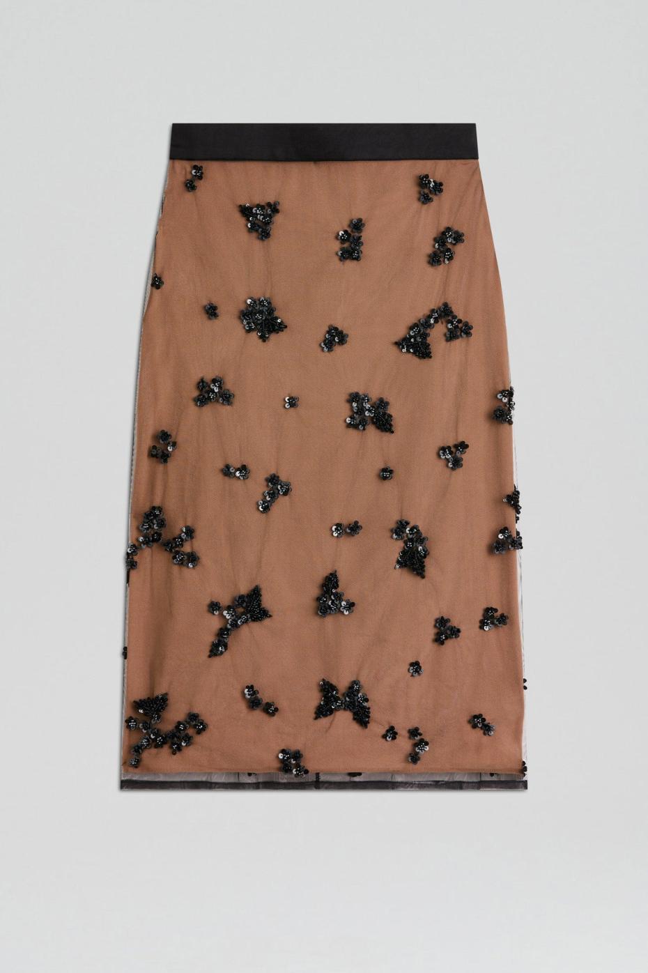 Skirts | Women Scanlan Theodore BEADED TULLE PENCIL SKIRT Black