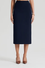Skirts | Women Scanlan Theodore CREPE KNIT PENCIL SKIRT MIDI Navy