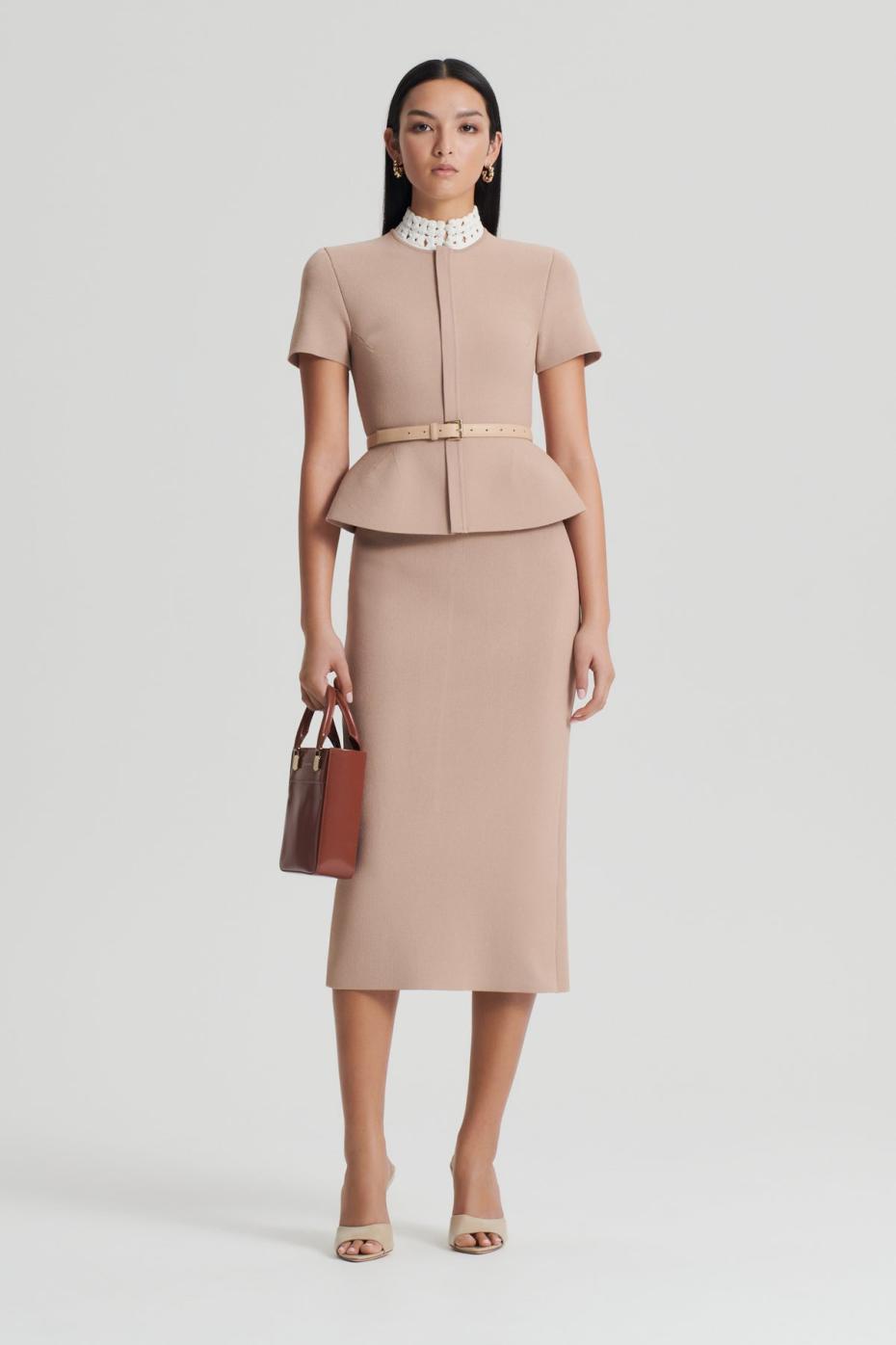 Skirts | Women Scanlan Theodore CREPE KNIT PENCIL SKIRT MIDI Oat