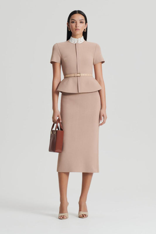Skirts | Women Scanlan Theodore CREPE KNIT PENCIL SKIRT MIDI Oat