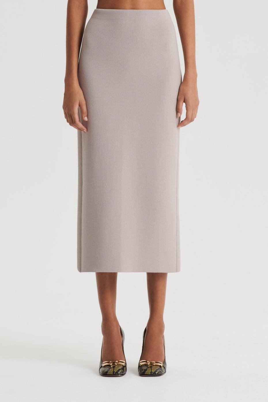 Skirts | Women Scanlan Theodore CREPE KNIT PENCIL SKIRT MIDI Oyster