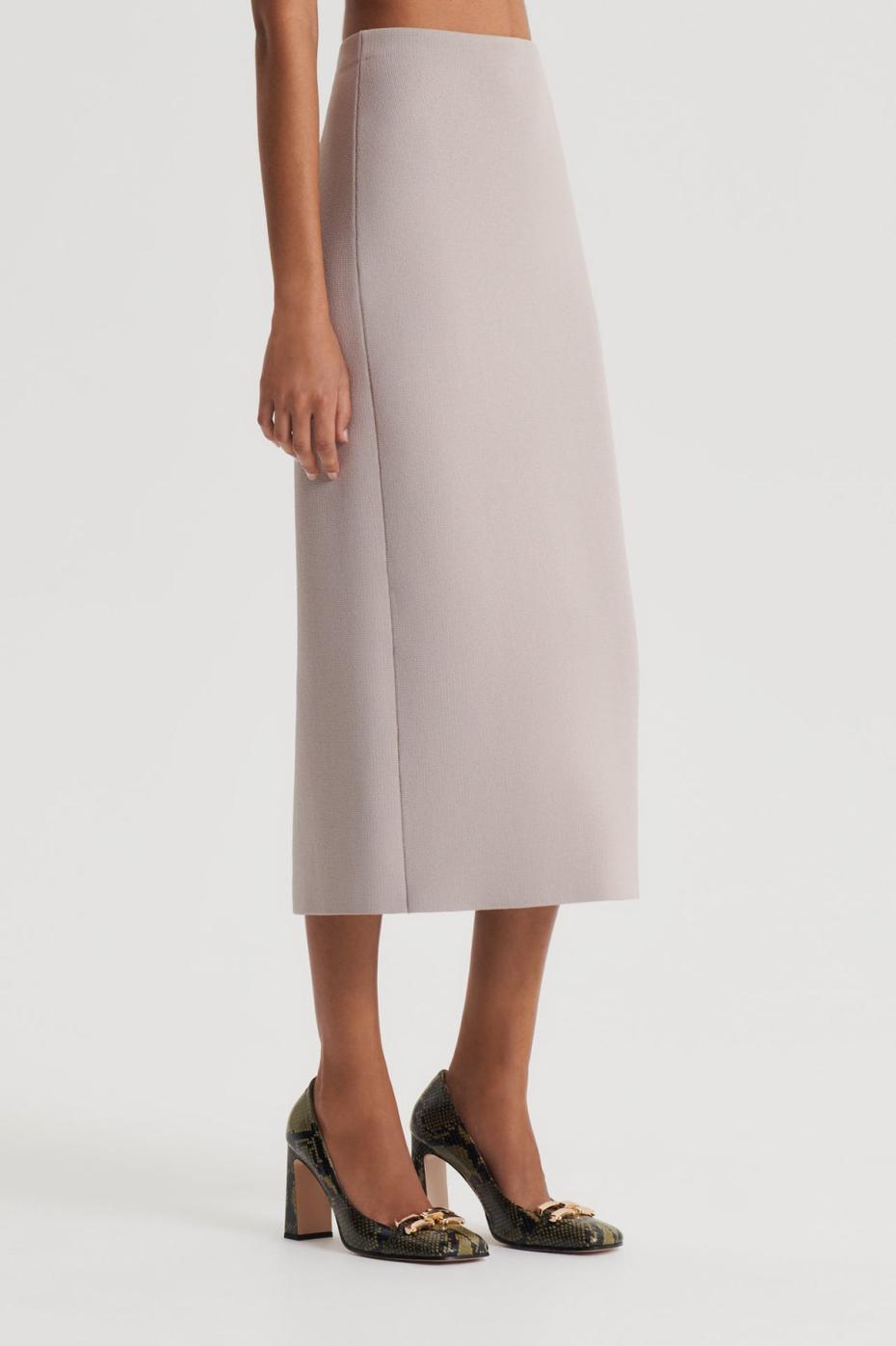 Skirts | Women Scanlan Theodore CREPE KNIT PENCIL SKIRT MIDI Oyster