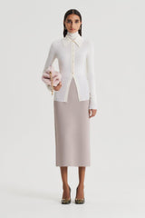 Skirts | Women Scanlan Theodore CREPE KNIT PENCIL SKIRT MIDI Oyster