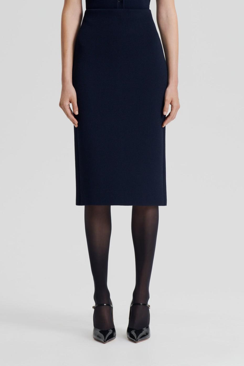 Skirts | Women Scanlan Theodore CREPE KNIT PENCIL SKIRT Navy