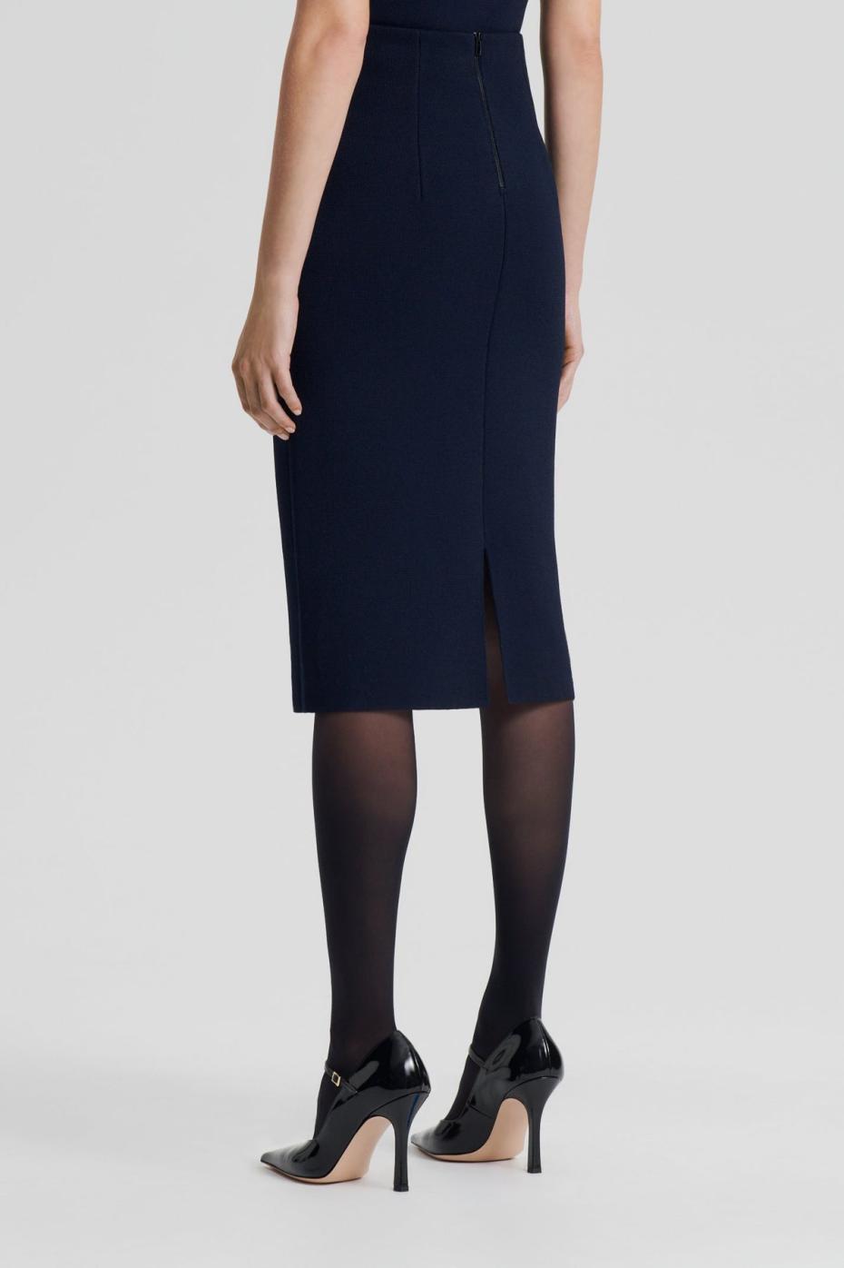 Skirts | Women Scanlan Theodore CREPE KNIT PENCIL SKIRT Navy