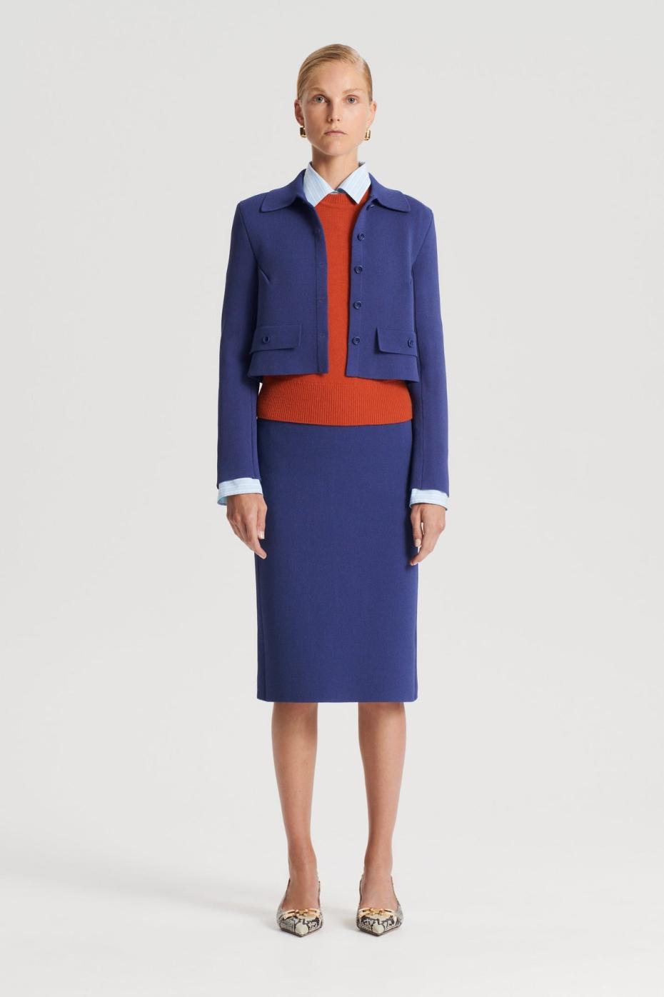 Skirts | Women Scanlan Theodore CREPE KNIT PENCIL SKIRT Royal