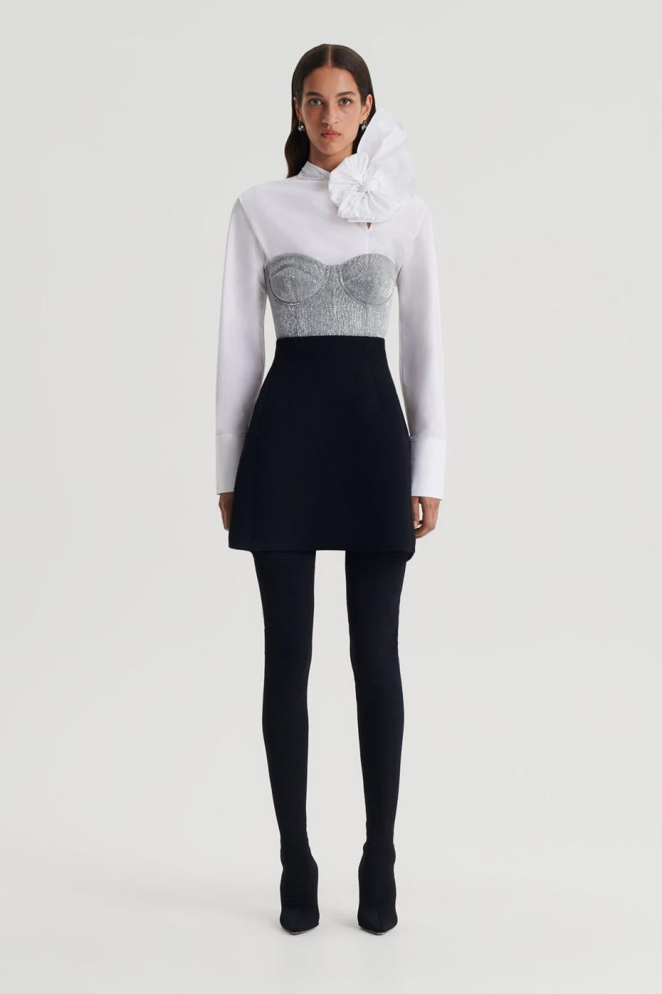 Skirts | Women Scanlan Theodore CREPE KNIT PEPLUM SKIRT Black