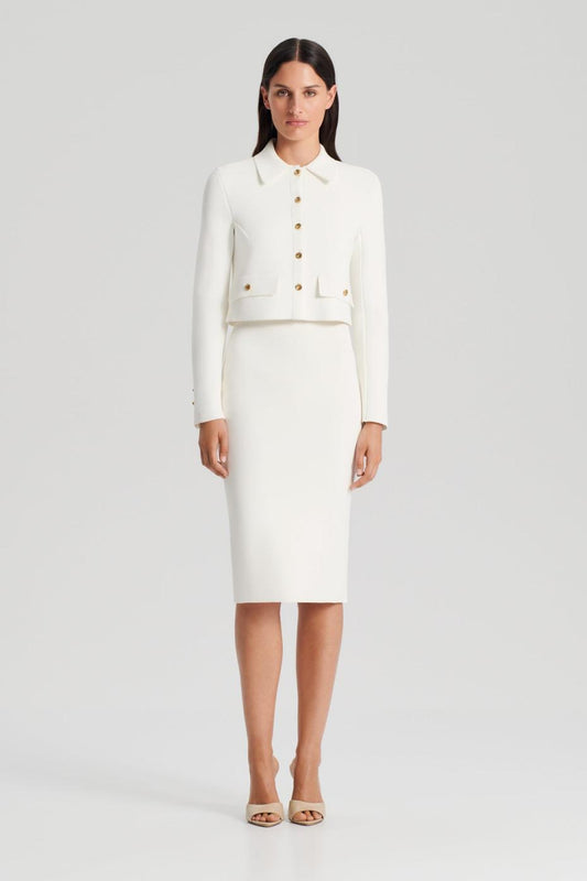 Skirts | Women Scanlan Theodore CREPE KNIT SLIT BACK SKIRT Cream