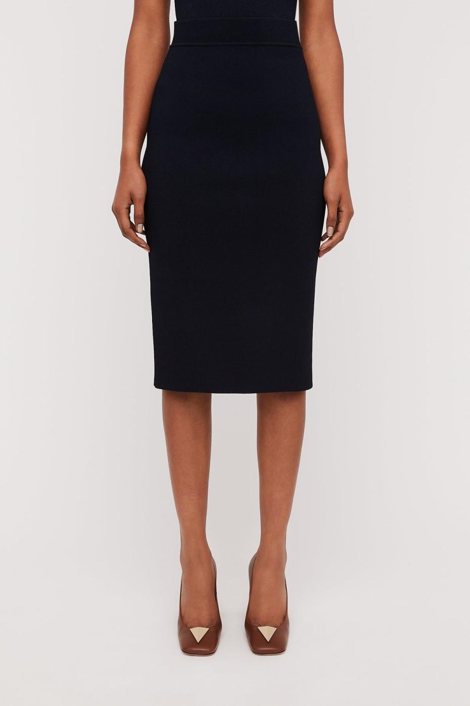 Skirts | Women Scanlan Theodore CREPE KNIT SLIT BACK SKIRT Navy