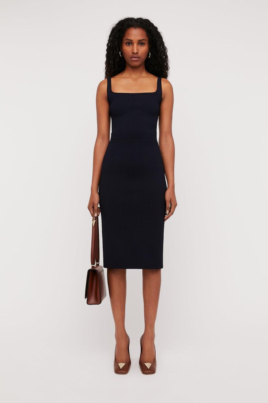 Skirts | Women Scanlan Theodore CREPE KNIT SLIT BACK SKIRT Navy