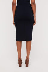Skirts | Women Scanlan Theodore CREPE KNIT SLIT BACK SKIRT Navy