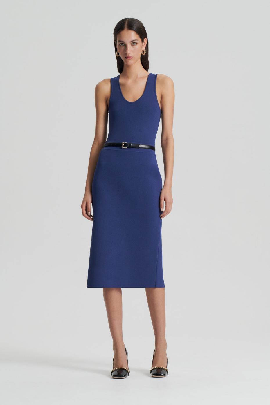 Skirts | Women Scanlan Theodore CREPE KNIT SLIT BACK SKIRT Royal