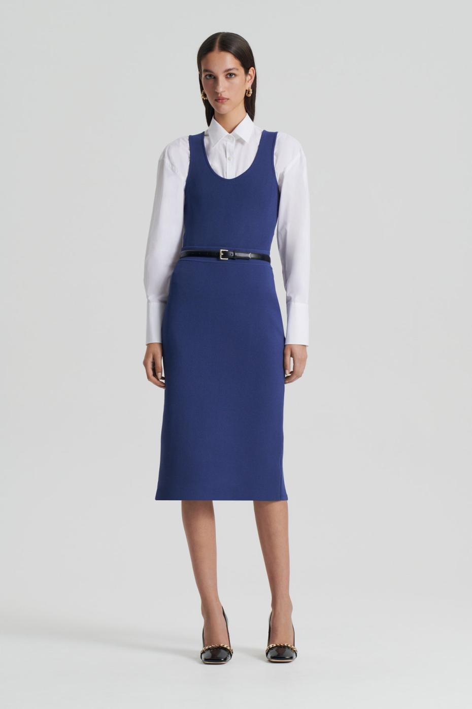 Skirts | Women Scanlan Theodore CREPE KNIT SLIT BACK SKIRT Royal