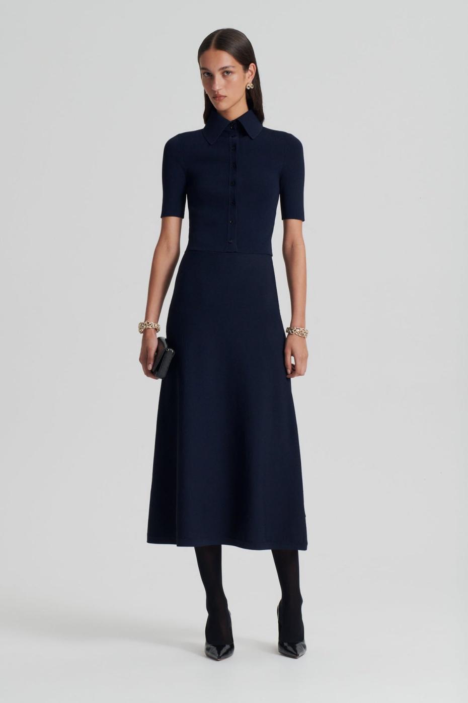 Skirts | Women Scanlan Theodore CREPE KNIT SOFT SKIRT Navy
