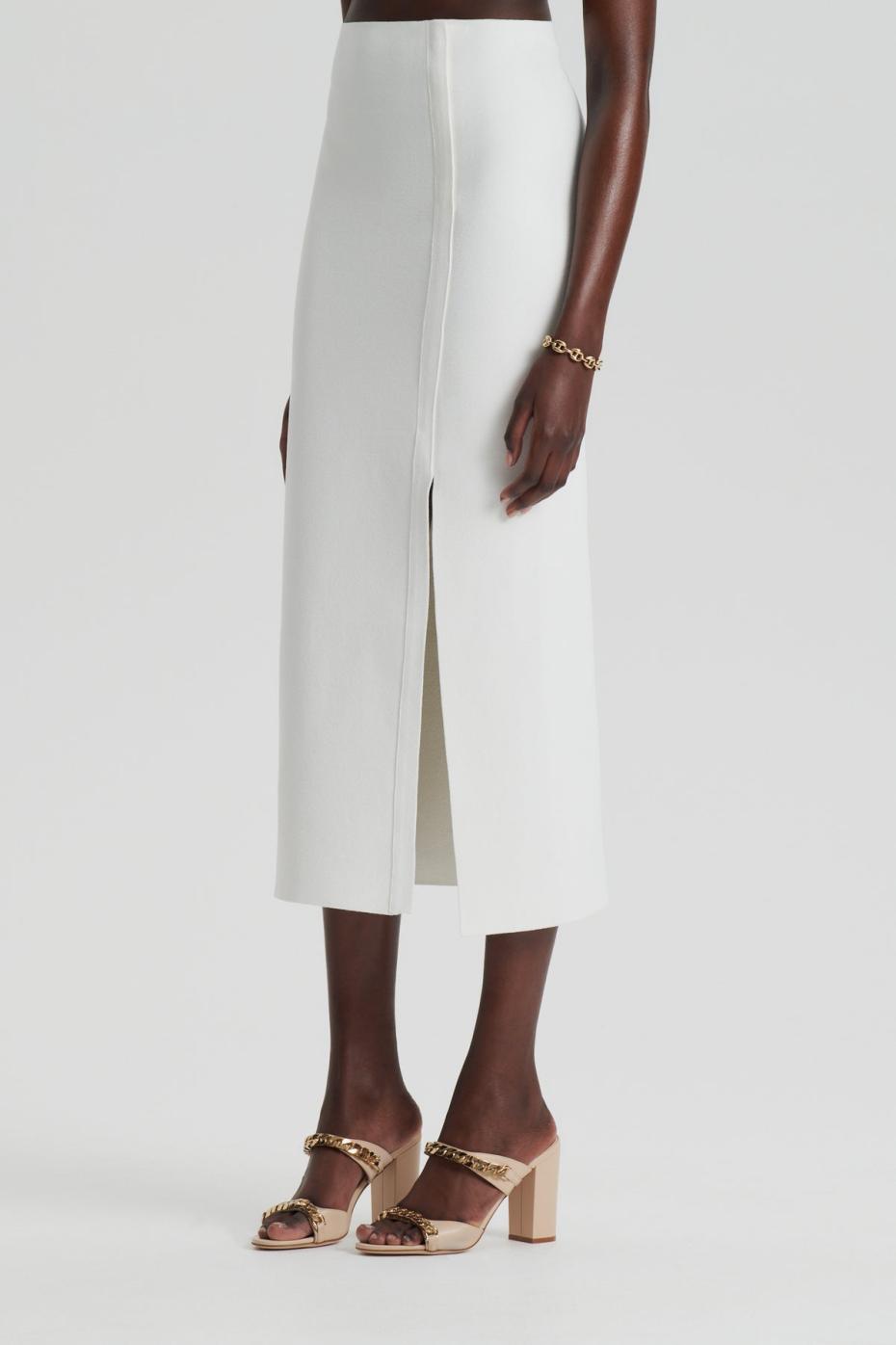 Skirts | Women Scanlan Theodore CREPE KNIT SPLIT SKIRT Cream
