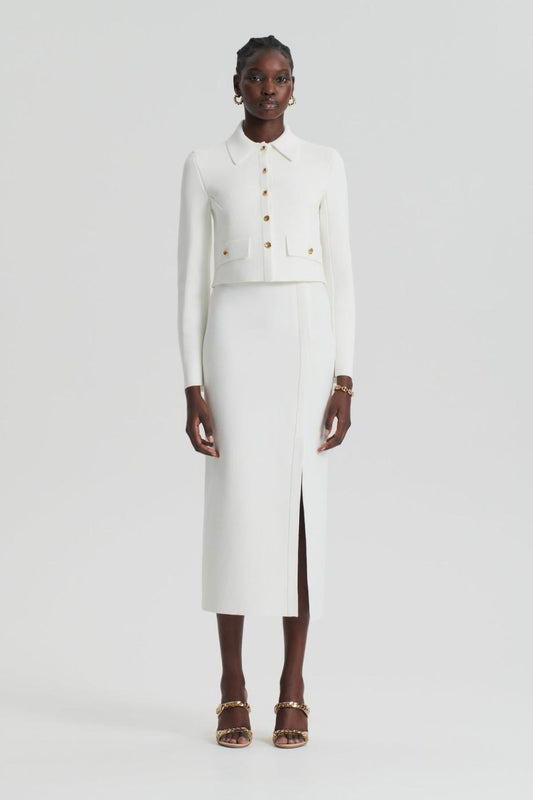 Skirts | Women Scanlan Theodore CREPE KNIT SPLIT SKIRT Cream