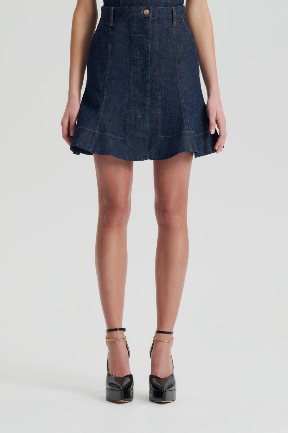 Skirts | Women Scanlan Theodore DENIM SKATER SKIRT Indigo