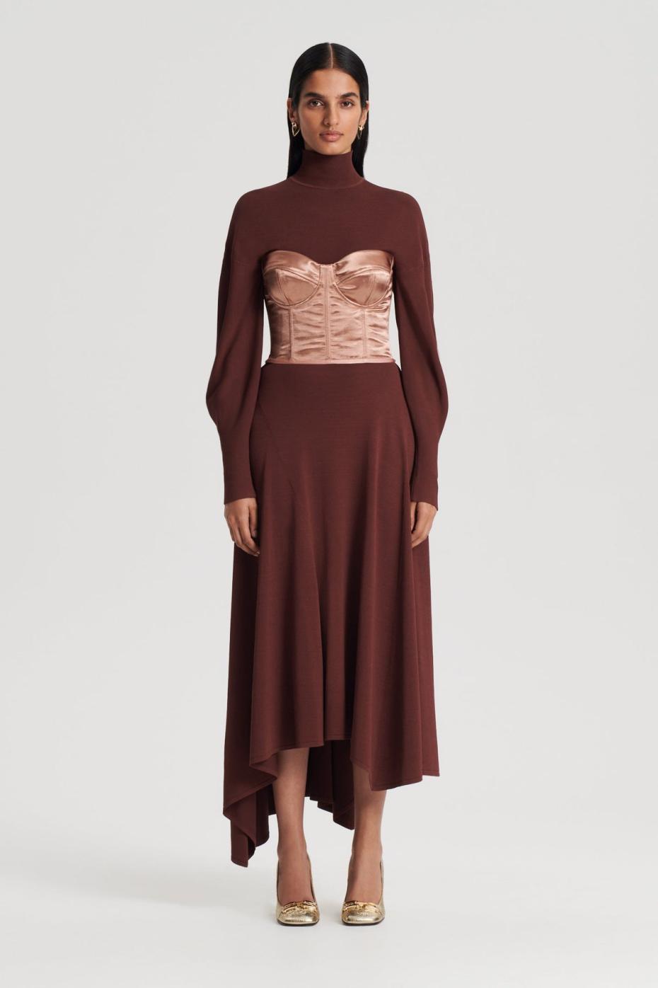 Skirts | Women Scanlan Theodore DRAPE HEM SKIRT Burgundy
