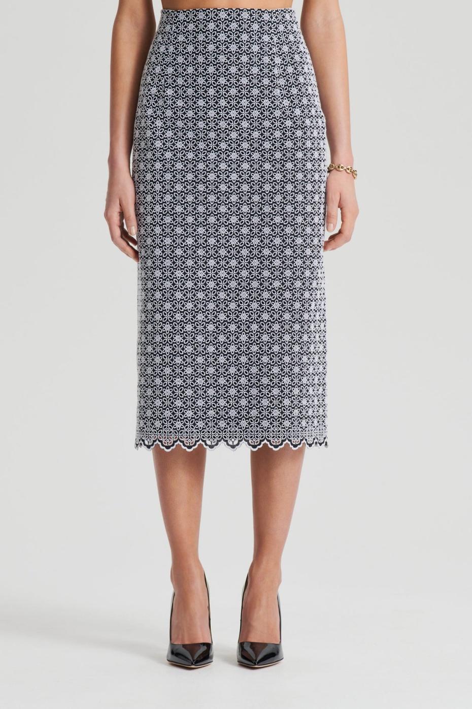 Skirts | Women Scanlan Theodore EMBROIDERED FLORAL SKIRT Black.white