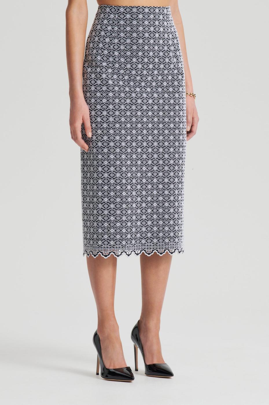Skirts | Women Scanlan Theodore EMBROIDERED FLORAL SKIRT Black.white