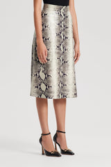 Skirts | Women Scanlan Theodore LEATHER REPTILE SKIRT Stone