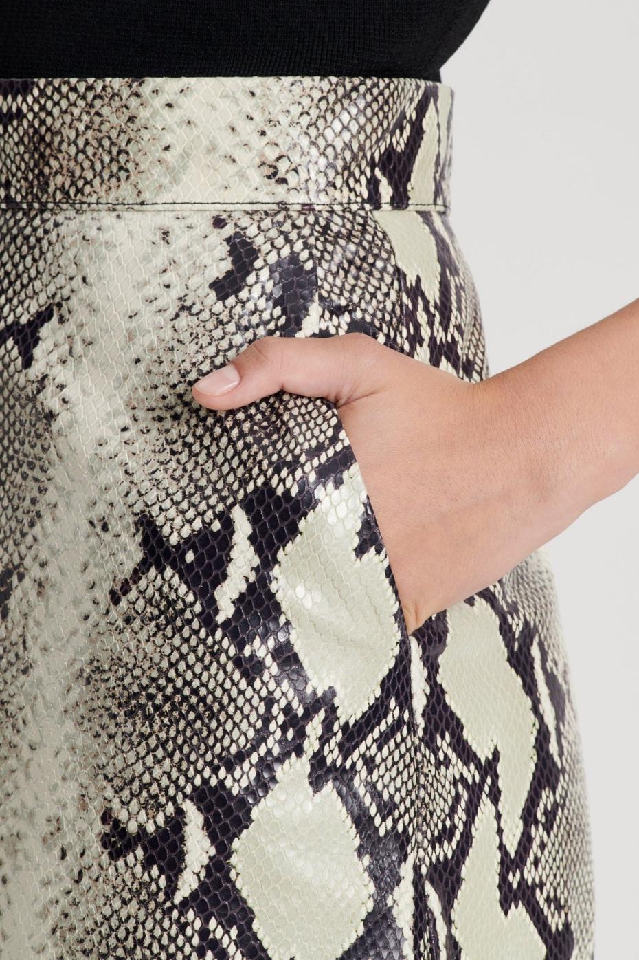 Skirts | Women Scanlan Theodore LEATHER REPTILE SKIRT Stone