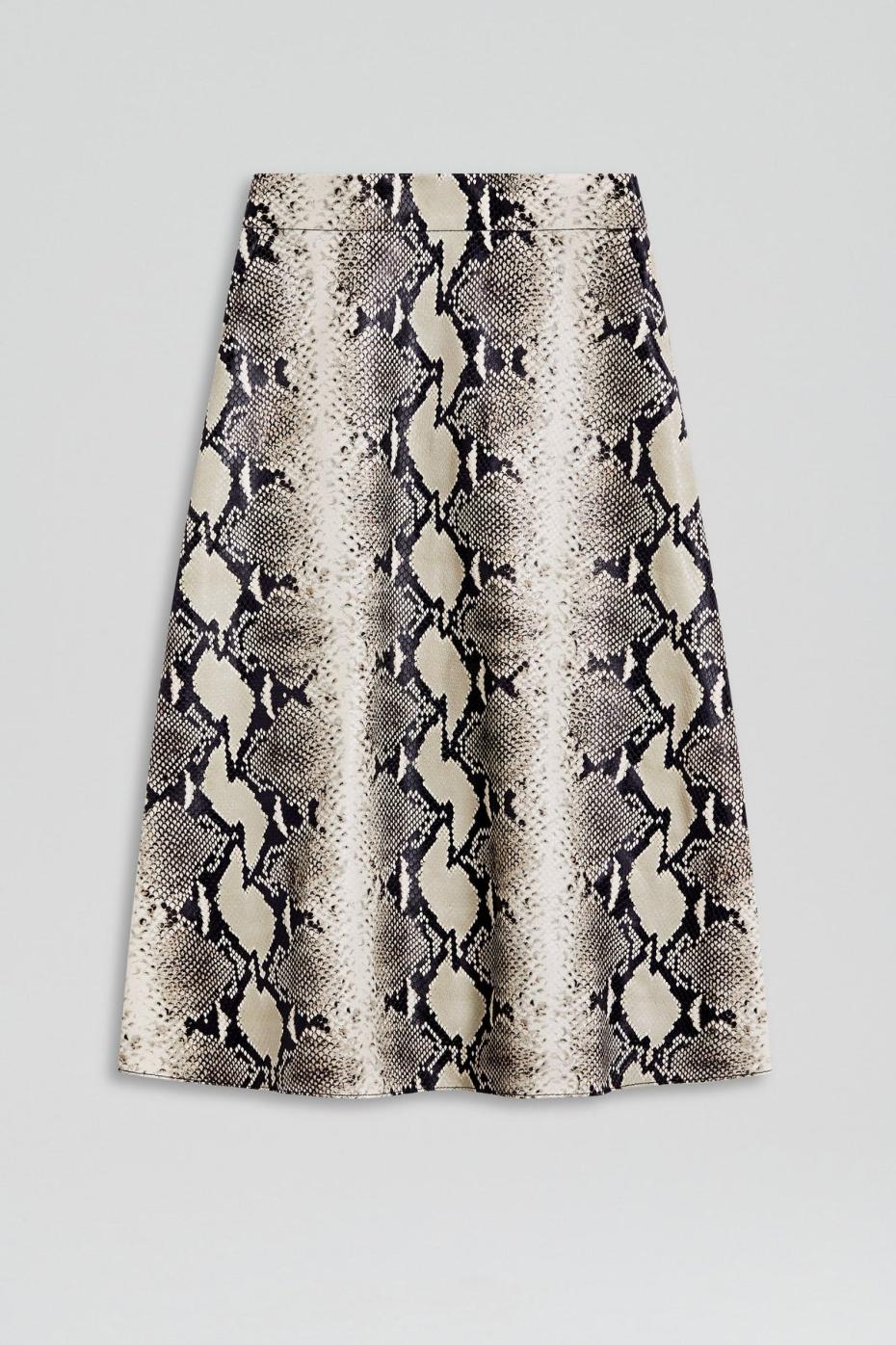 Skirts | Women Scanlan Theodore LEATHER REPTILE SKIRT Stone