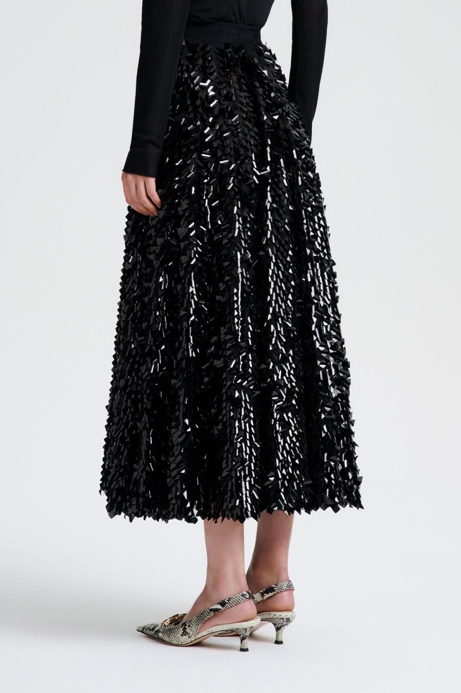Skirts | Women Scanlan Theodore PATENT SEQUIN TULLE SKIRT Black