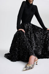 Skirts | Women Scanlan Theodore PATENT SEQUIN TULLE SKIRT Black