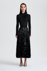 Skirts | Women Scanlan Theodore PATENT SEQUIN TULLE SKIRT Black